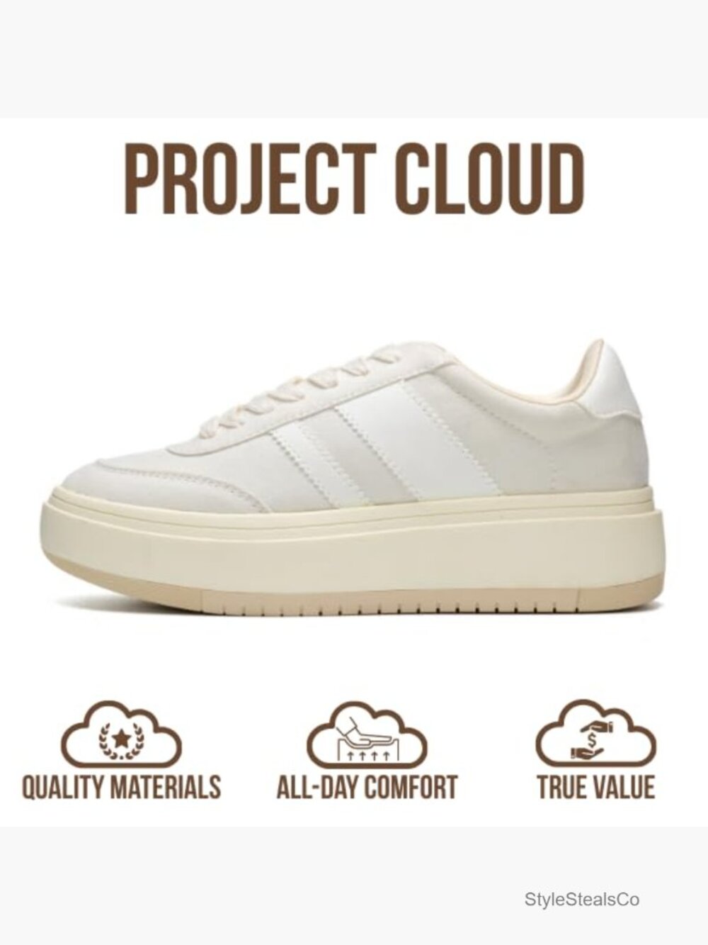 Women's Platform Sneakers with Memory Foam, Slip-Resistant Rubber Sole - Picture 3 of 5